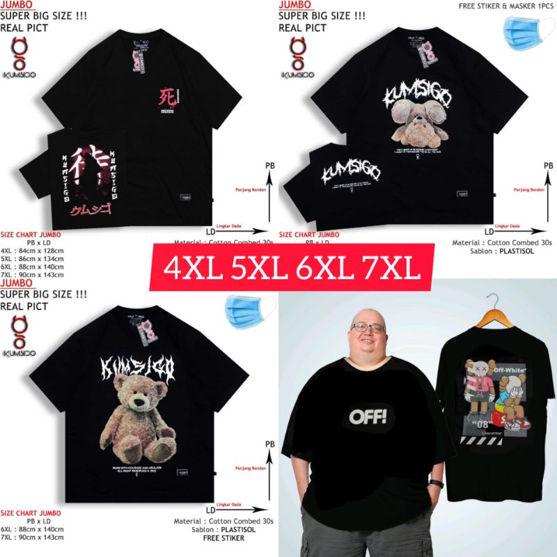 Kaos Jumbo Pria 6XL 7XL - Distro Bigsize XXXXXXXL UNISEX 6l 7l (011)