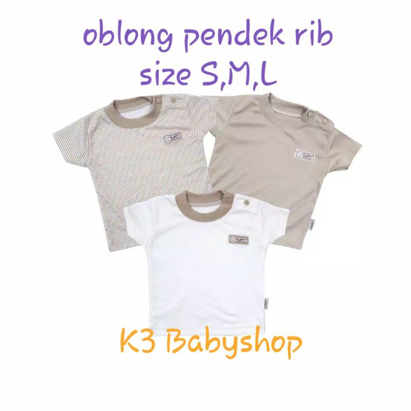 Oblong Pendek Bis Rib Fluffy seri khaki coklat putih white kaos bayi anak SNI baju rumah