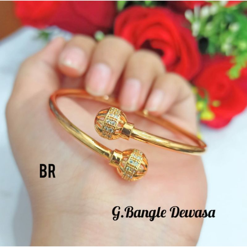 Gelang Bangle Dewasa Permata motif Remaja Simple Gold perhiasan wanita korea (COD)