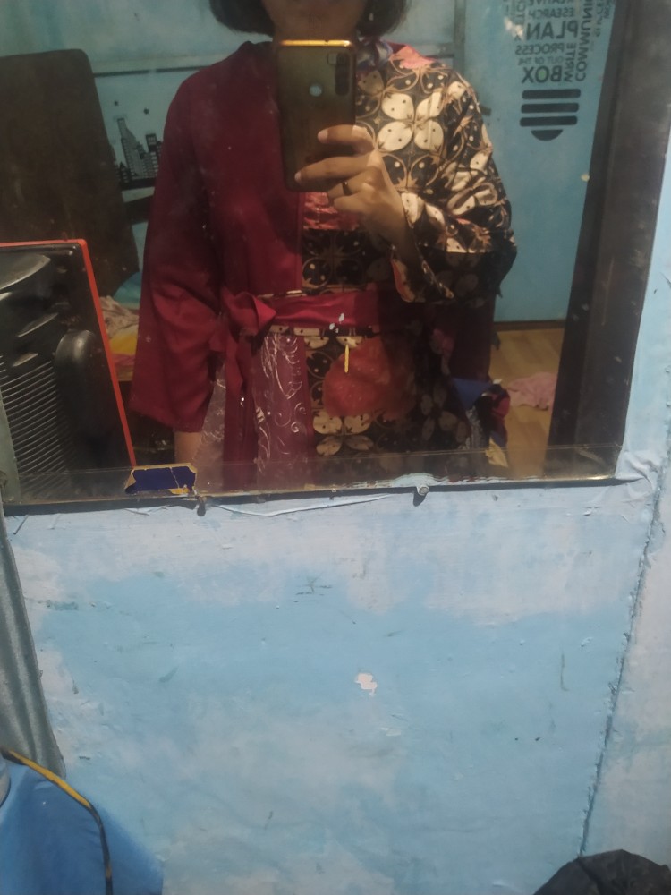 Ori Atasan Blouse Batik Wanita Modern Halus Kombinasi Brokat Polos