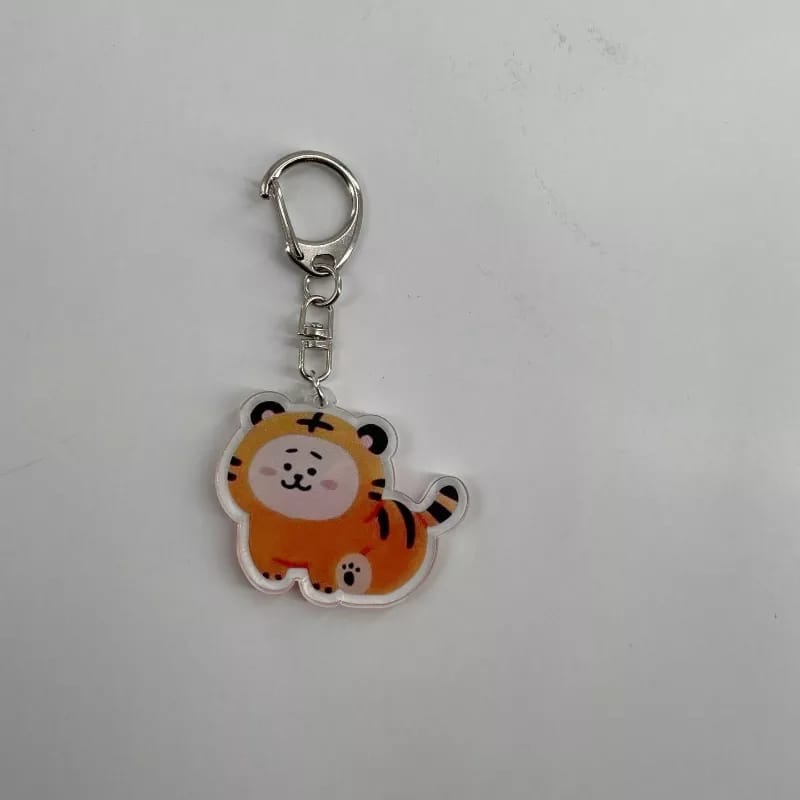 [BS] BISA COD Gantungan Kunci Cute BT21 Tiger KPOP BTS BT21 PTD Key Chain Akrilic - KP9108