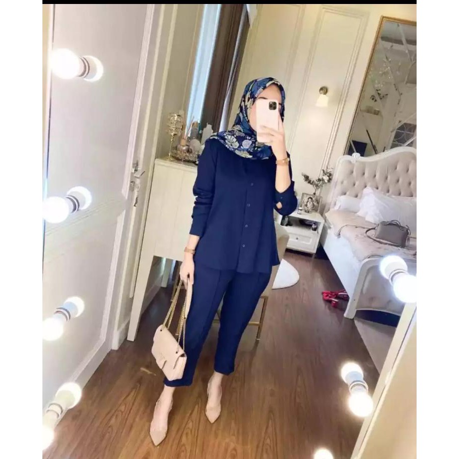 ONE SET MOTIF POLOS/ SETELAN RAYON VISCOSE MOTIF POLOS/SETCEL KEKINIAN/SETELAN WANITA TERBARU/DNILYA-3