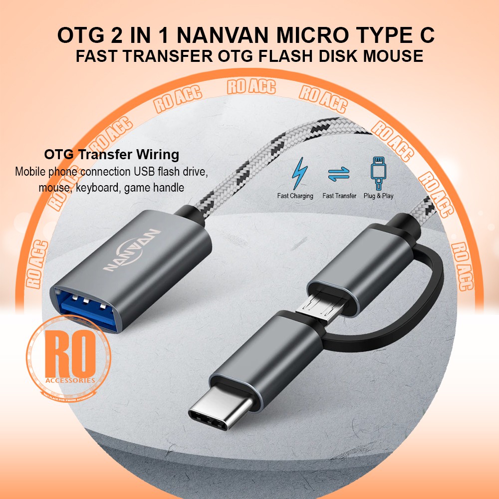 [RO ACC]  NANVAN OTG 2 IN 1 MICRO USB / TYPE TIPE C FLASH DISK / MOUSE