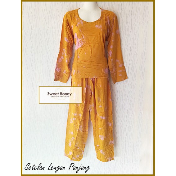 Sweet Honey ~ Gorsir Baju Setelan Tiedye Baju Lengan Panjang Tie Dye Wanita Piyama Hijab