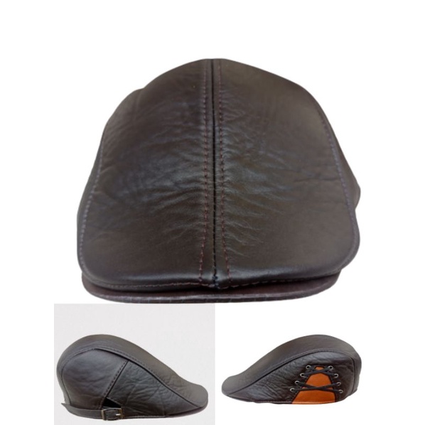 Topi Pria Kulit Asli Garut Topi Model Pet Trandy