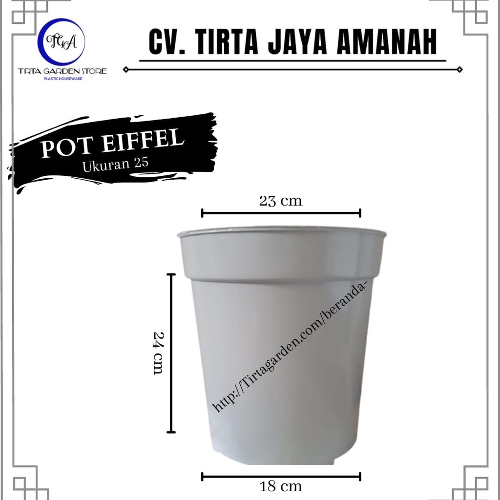 Pot aglonema polos tinggi  Putih 25 pot tinggi UK 25