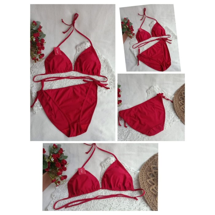 (TERLARIS) Sexy Bikini pantai (BK.3301) - M, Merah