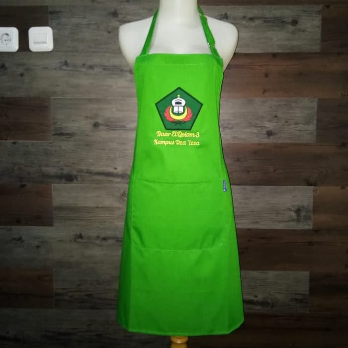 Celemek apron basic hijau,celemek masak,celemek dapur,celemek waitres,celemek pria wanita