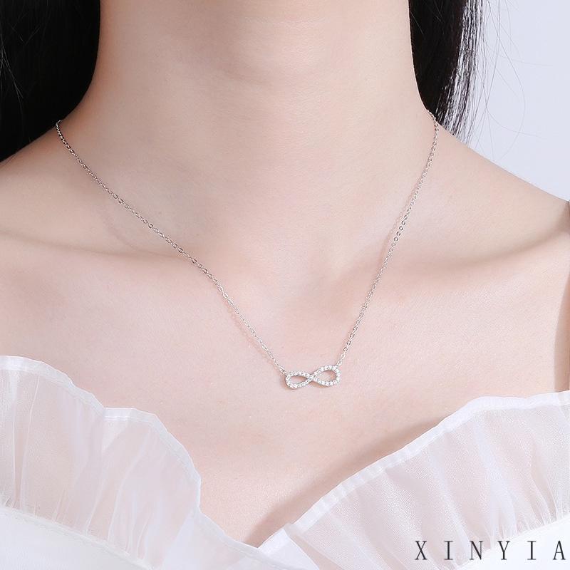 【COD】Kalung Rantai Pendek Wanita Desain Angka 8 Hias Berlian