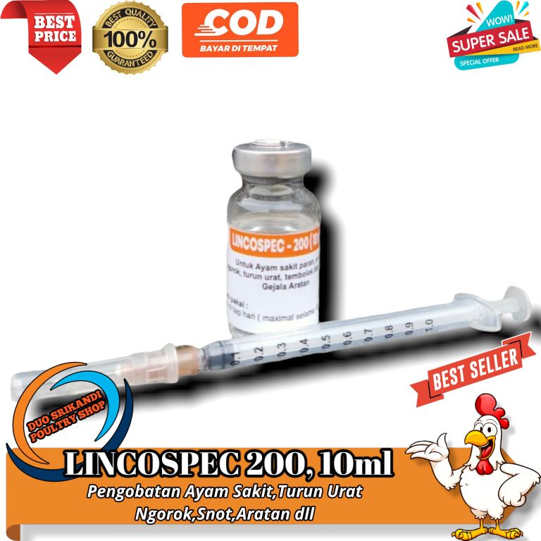 Lincospec 200 ( 10 ml ) - lebih bagus dari medoxy L dan medoxy LA OBAT UNGGAS