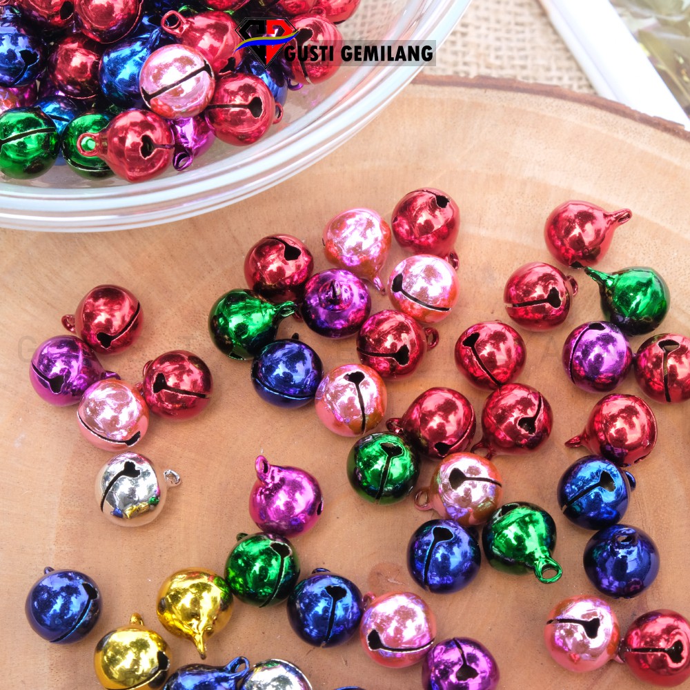 isi 6 bell bulat 10mm warna warni lonceng/kelintingan