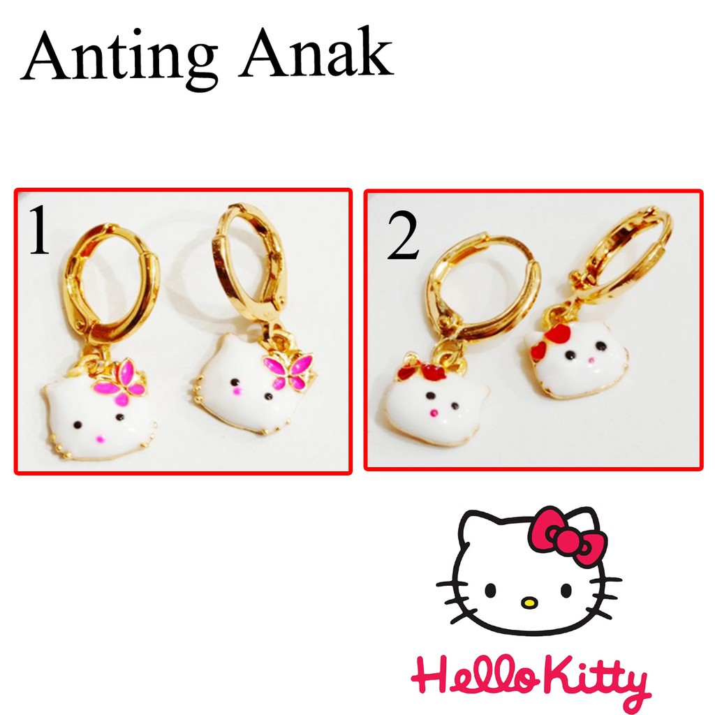 ANTING HELLO  KITTY Anting / Giwang  HELLO  KITTY  Lapis Emas Anting Anak / Dewasa