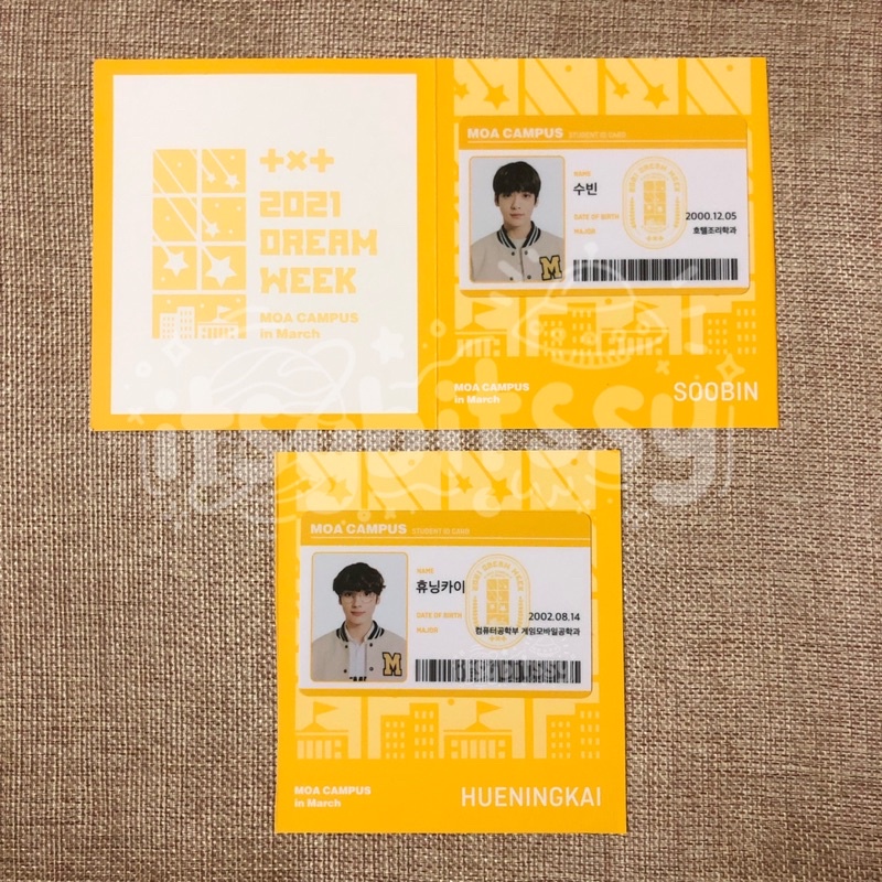 TXT 2021 Dream Week MOA Campus - Student ID Card IDC Soobin + Hueningkai