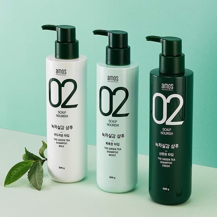 (PROMO) AMOS PROFESSIONAL The Green Tea Shampoo Fresh/Mild/Moist 500ml - Green Tea Tonic 80ml