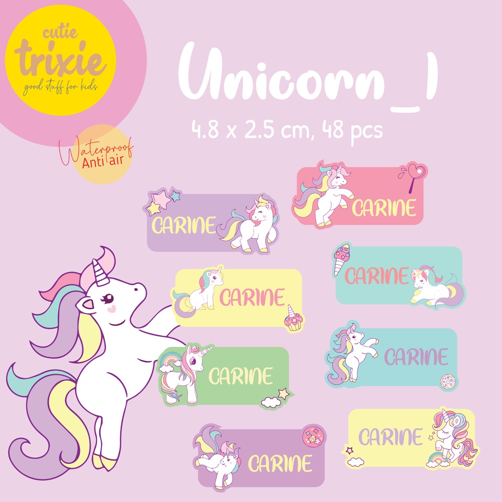 

Sticker Label Nama Anak waterproof UNICORN