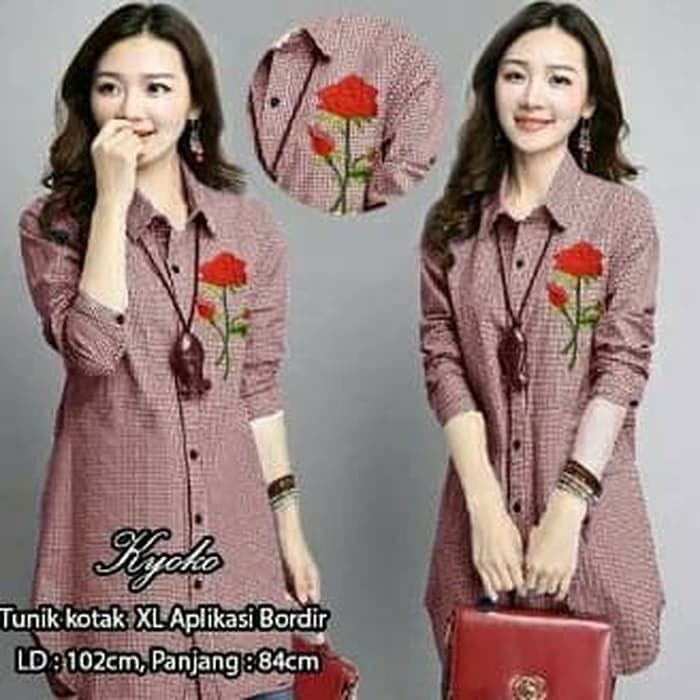 Wanita Muslim Fashion Remaja Casual Kekinian Tj 55689 Baju Pingka CH209 Tunik Kyoko Bunga/Baju Tun