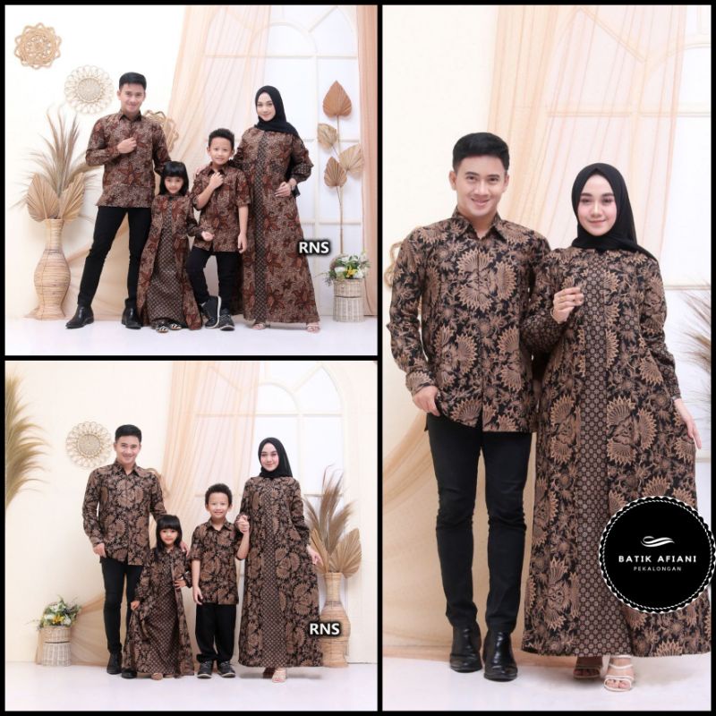 Batik Couple Keluarga Gamis Busui Motif Prasasti Batik Keluarga Seragam