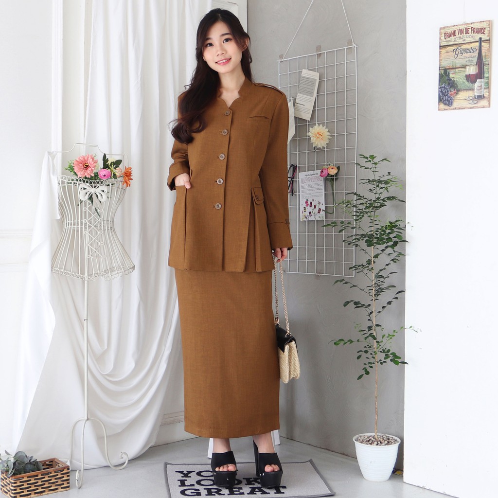 Setelan Blazer ASN Seragam PNS Pemda Baju Dinas Setelan Jas PDH Wanita - 6604 Pemda Aceh