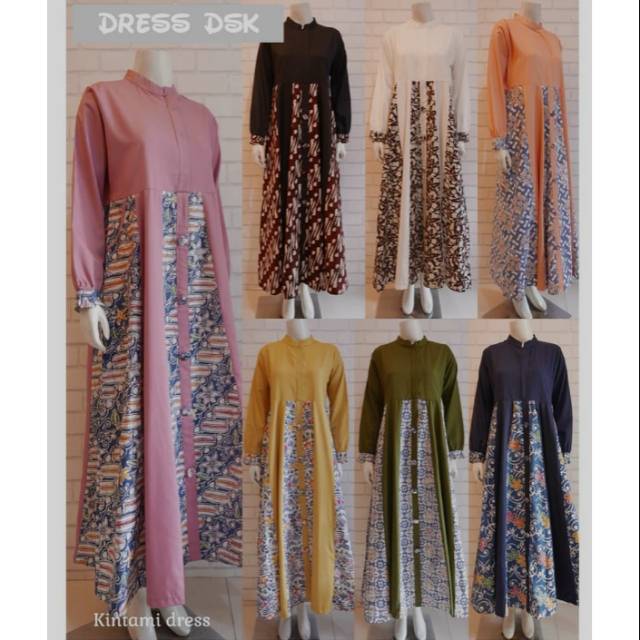 gamis batik Disiko hijau lumut