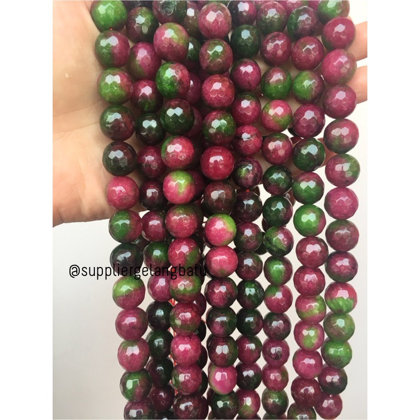 Natural TANZANIA 14mm CUTTING batu manik FACETED red green ruby stone aksesoris pria wanita trending