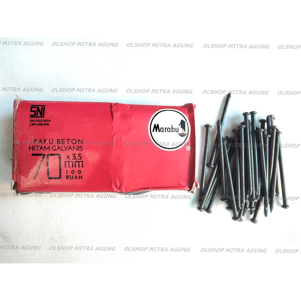 OLS Paku Beton Hitam Marabu 100 Pcs 70mm 7cm Paku Tembok 70mm 7cm