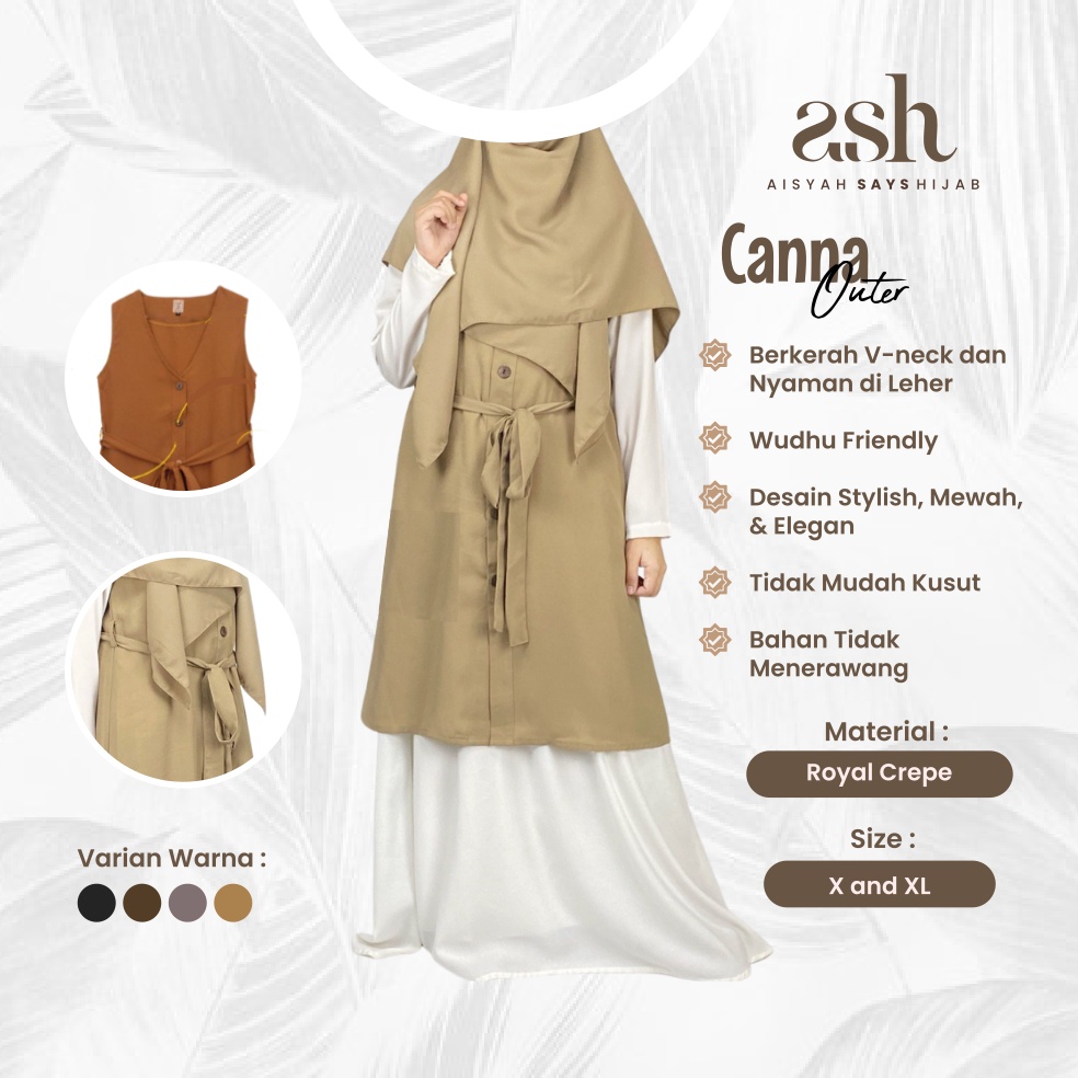 Outer Wanita Crepe Canna Aisyah Says Hijab