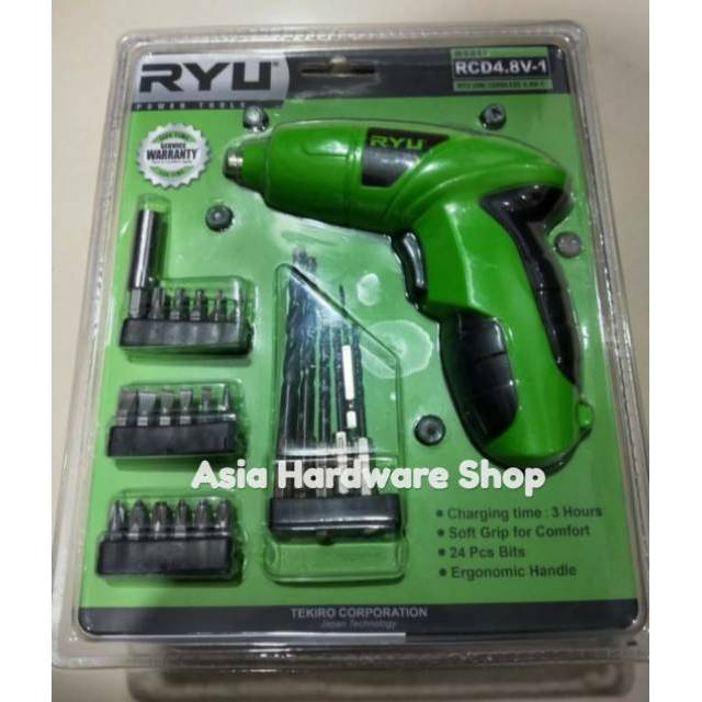 Mesin Bor Tangan Screwdriver Cordless RYU Obeng Listrik RCD 4.8V-1 USB Tekiro