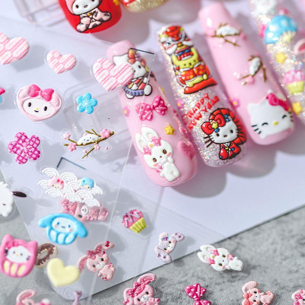 Mxbeauty New Year Nail Art Ultra-Tipis Indah Timbul 2022tahun Ala Jepang KT Kucing DIY Dekorasi Kuku