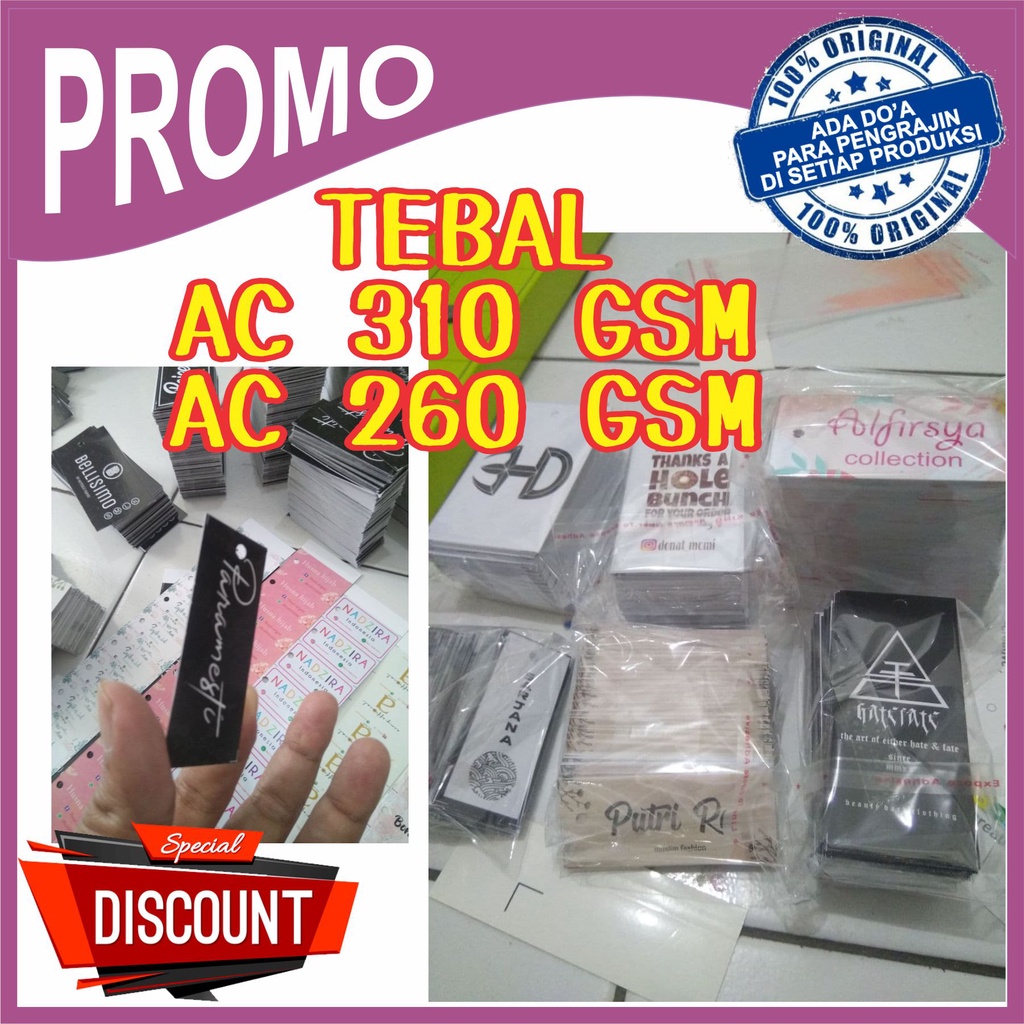 

PROMO !!! Label Baju Kertas Hang Tag Hand Tag Hangtag Celana Hijab Olshop Custom Desain FREE OKE