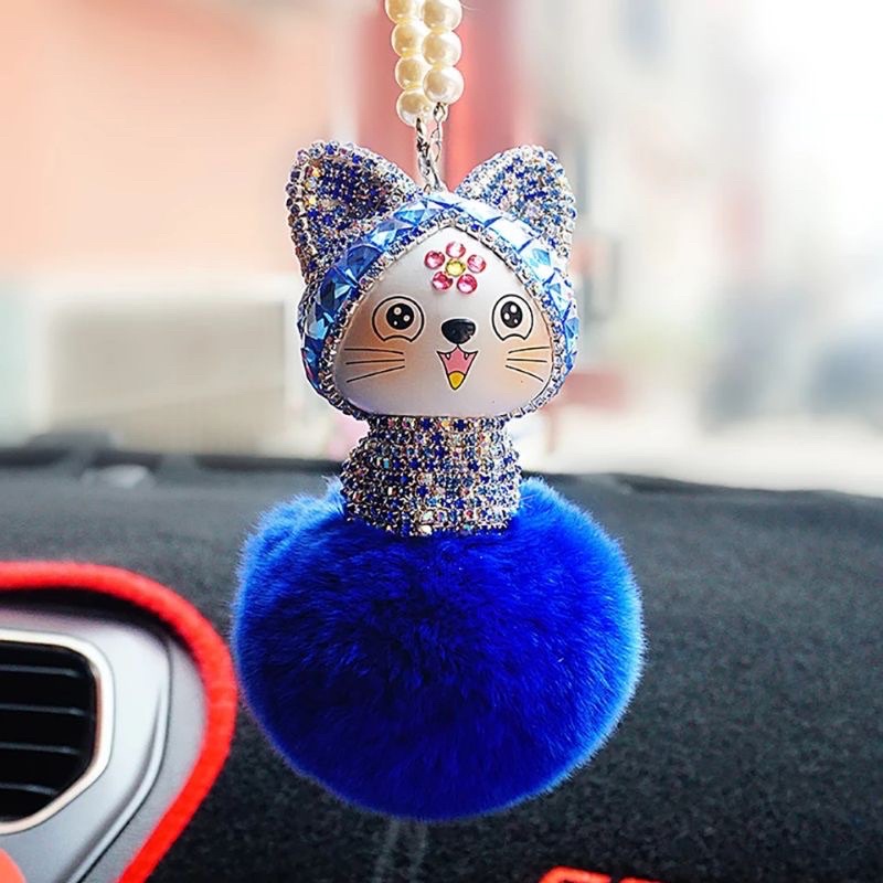 Gantungan spion mobil kucing cat hitam putih gantingan spion mobil Gantungan spion mobil kucing diamond pompom