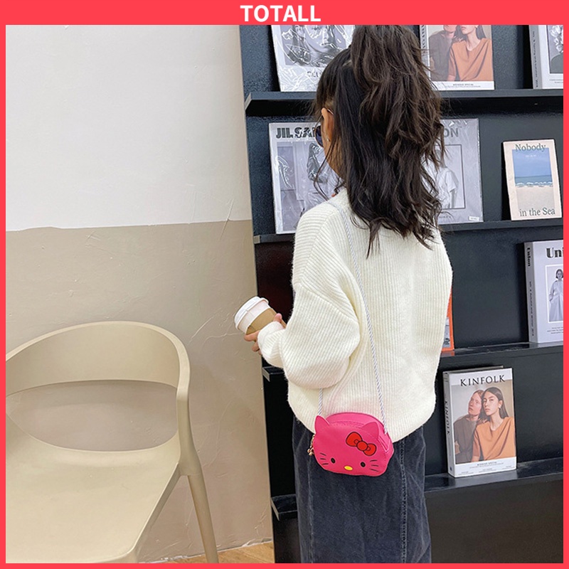 COD Tas Anak Hello Kitty Yang Indah Anak Perempuan Kartun Lucu Tas Bahu Fashion Mini Messenger Bag PU Tas Kecil-Totall