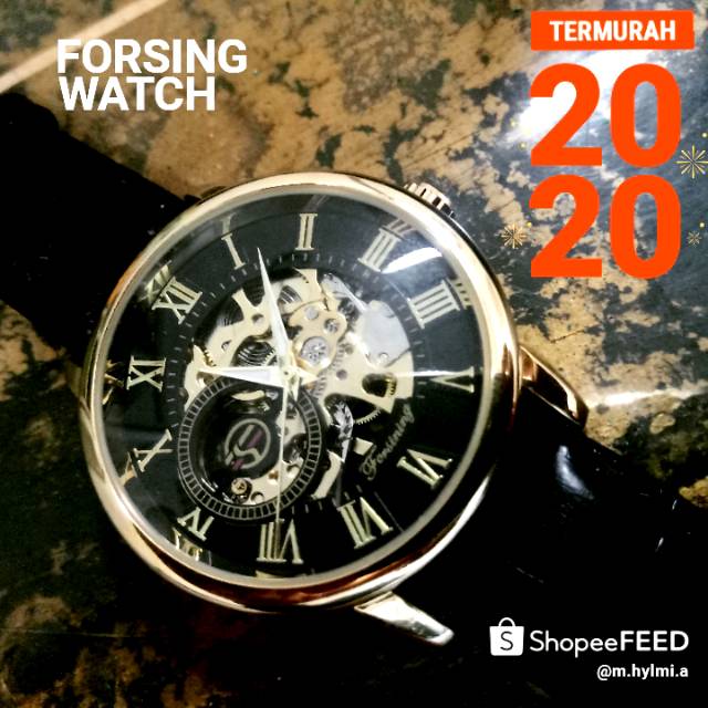 Forsining Mekanik Automatic Jam Tangan Pria - Black Gold [GMT 838]