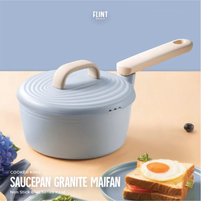 Cooker King Saucepan Granite Maifan 18cm Non Stick Blue Series + Lid