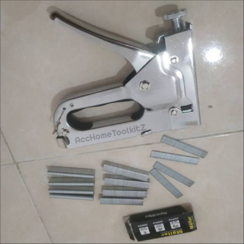 Staples Tembak 4-14MM Staple Gun Professional MOLLAR 3 in 1 / Stapler Jok Motor Kulit 3 Way / Staples Tacker Hekter Tukang Kerajinan Kayu Kursi Sofa Kasur Meja Lemari Spanduk Papan Bunga