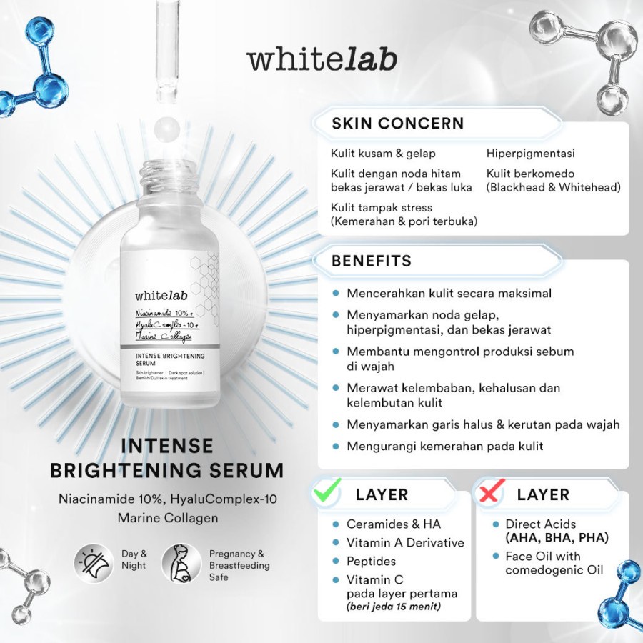 Whitelab Paket Intense Brightening Serum, Day cream, Night cream
