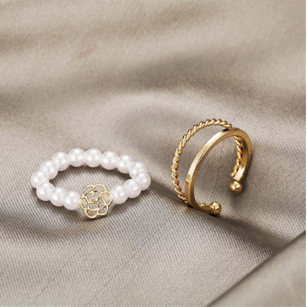 Agustinina Cincin Wanita Mewah Keren Hadiah Emas Aksesoris Fashion Gaya Korea Pembukaan Rings