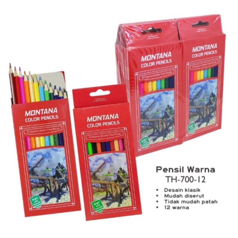 PENSIL WARNA 12 PCS PANJANG MONTANA | ALAT MENGGAMBAR WARNA-WARNI