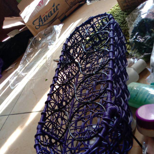 Keranjang Aqua Oval 10 Lubang Tanpa Tangkai - Keranjang Air Mineral Cup 10 Bahan Besi Rotan Sintetis