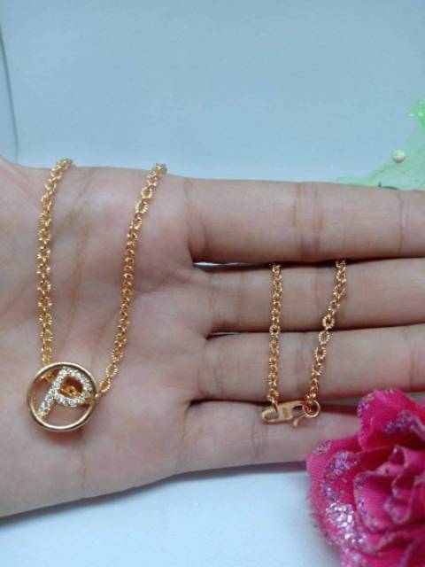 Fourfashion Kalung Huruf Abjad Inisial BULAT Gold Perhiasan Wanita