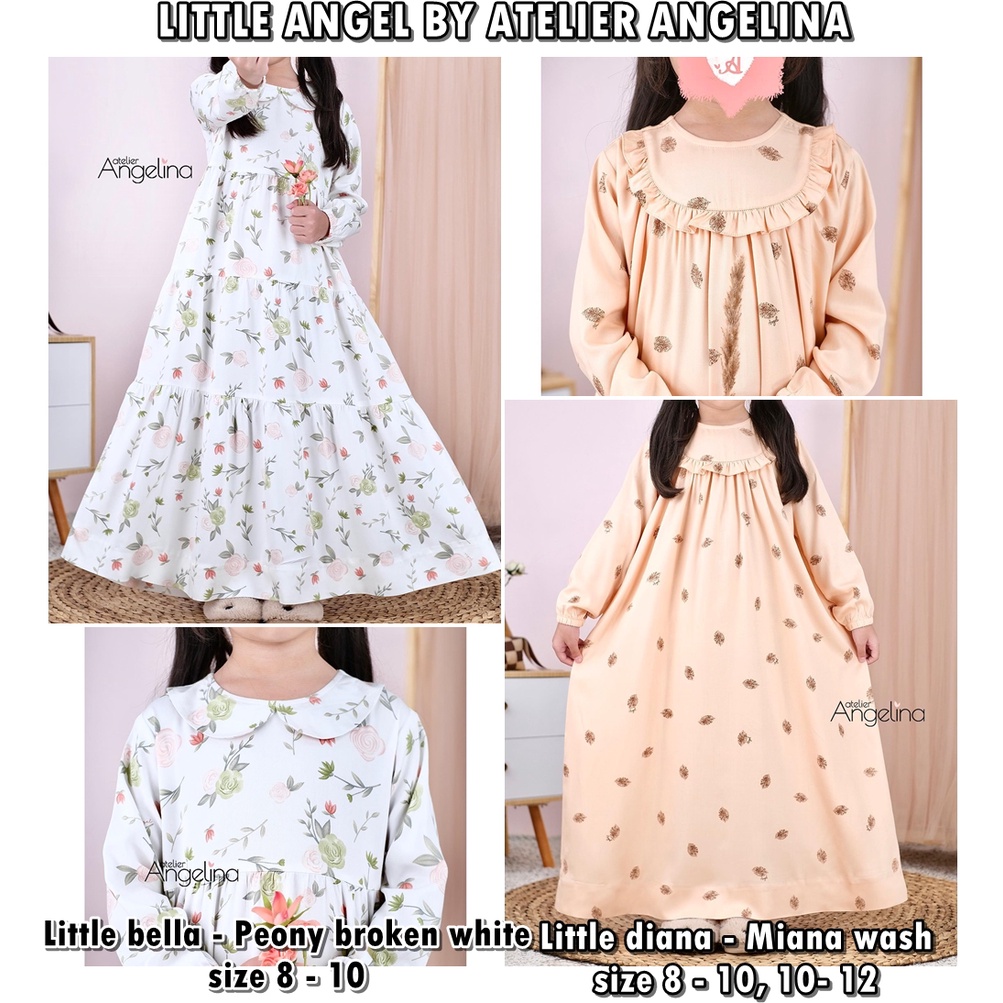 LITTLE DIANA DRESS, LITTLE BELLA DRESS ATELIER ANGELINA MIANA WASH, PEONY BROKWENWHITE 8-10, 10-12