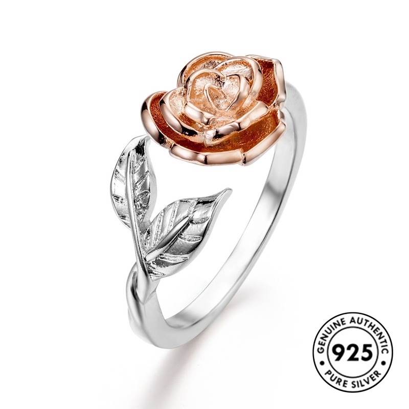 Cincin Sterling Silver 925 Model Terbuka Warna Rose Gold Untuk Wanita