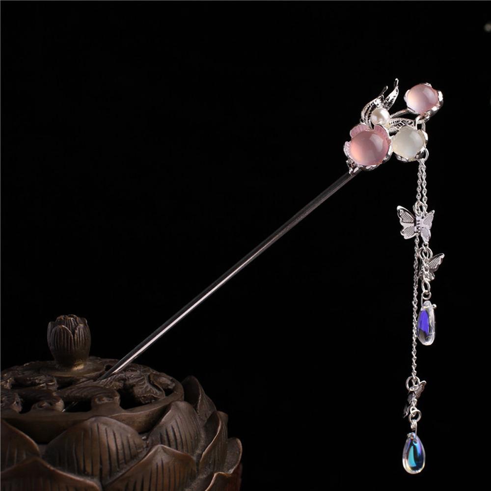 Needway   Mutiara Rambut Stik Bridal Fashion Bunga Cina Kupu-Kupu Rumbai Kristal Hanfu Aksesoris Rambut