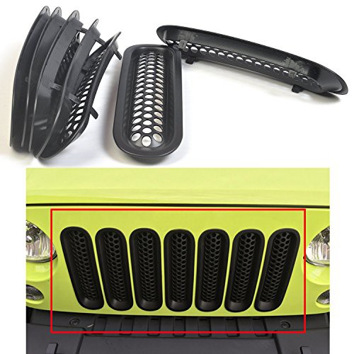 Trim Front Grille Cover Insert Mesh Grill [7 PCS and Hole] - BLACK [8000401]