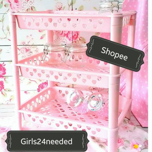 Rak love shabby pink / rak piring shabby / rak dapur