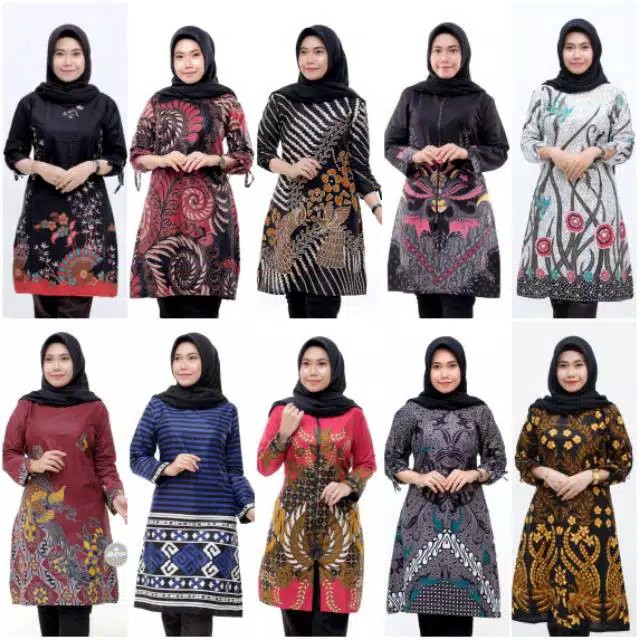 Terlaris Serut Genes Jelita Tunic Navbor Yelbor Whitbor Creambor Tunik Batik Modern Hrb030 Dolbi Dob