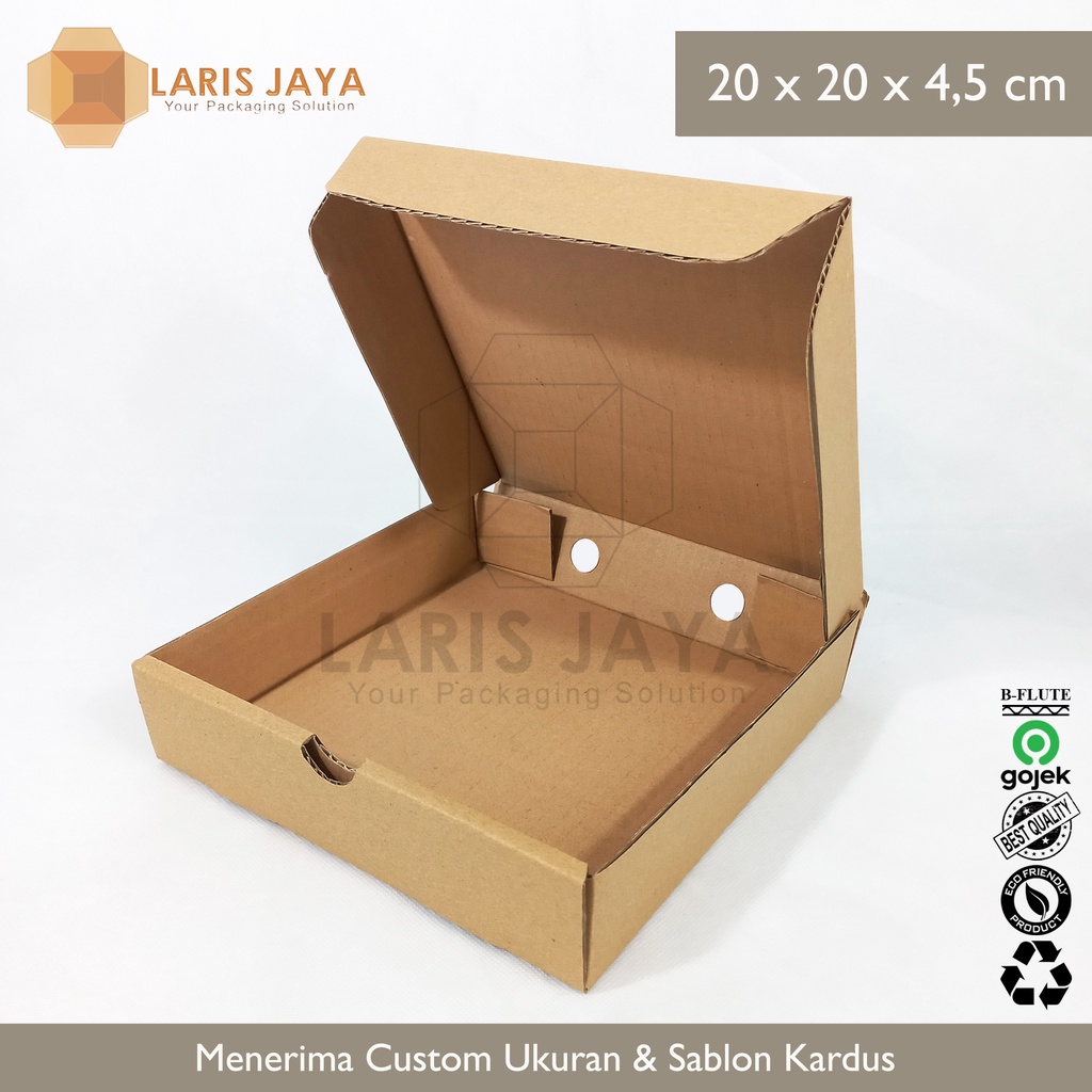 

Kardus Die Cut / Box Pizza Diecut / Brownis / Hampers / Gift / Aksesoris / Kaos / Dus Packing 20 x 20 x 4,5 cm ( Kardus Pizza 20 x 20 x 4.5 cm )