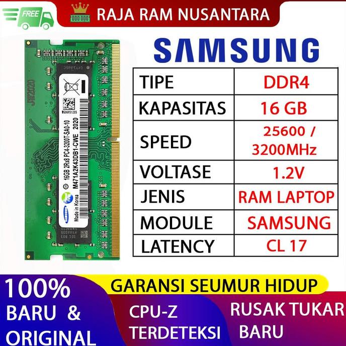 Ram Laptop/ RAM LAPTOP SAMSUNG DDR4 16GB 3200 MHz 25600 ORI GAMING RAM NB DDR4 8GB | RAM LAPTOP