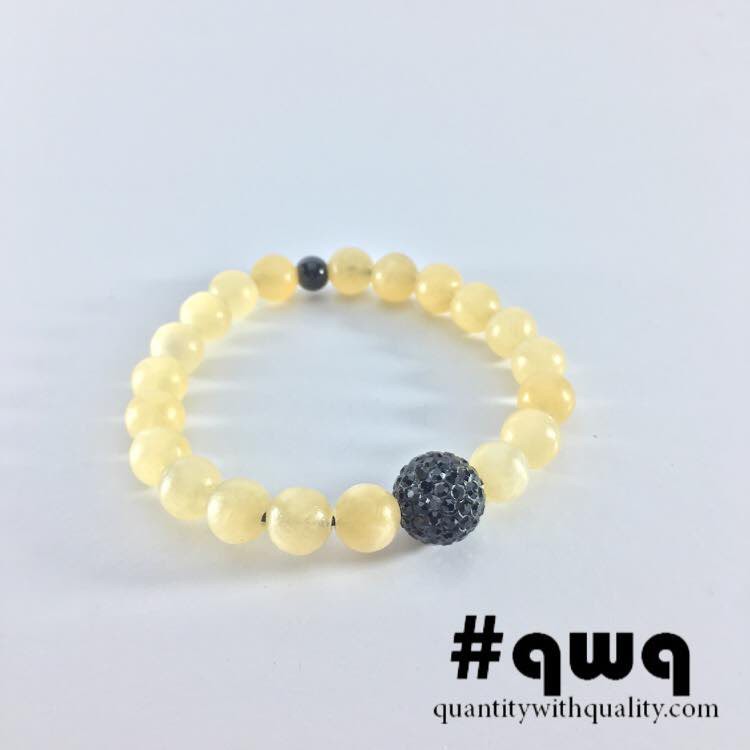 Gelang Batu Cowok Cewek (yellow jade / GIOK and black onyx cubic zirconia) - SWAROVSKI