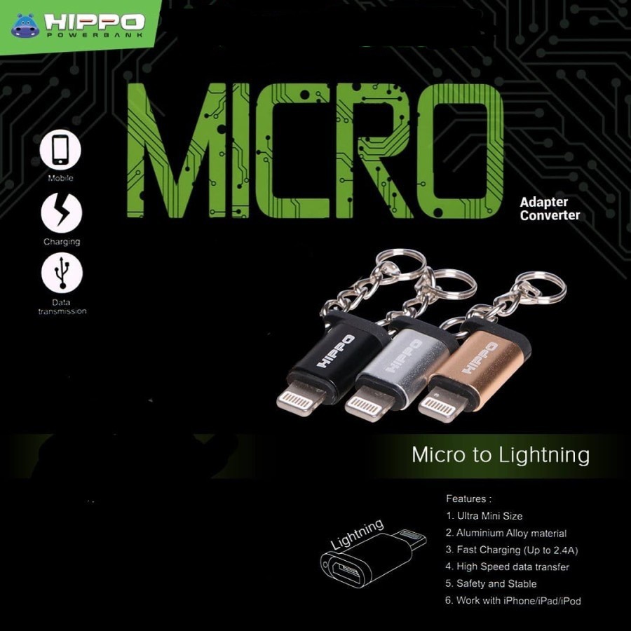 Converter Micro To Lightning HIPPO Konektor Micro To Lightning