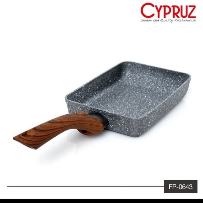 Cypruz - FP-0643  Fry Pan Marble Kotak omelette (3) Induksi Gagang Kayu Anti Slip-1